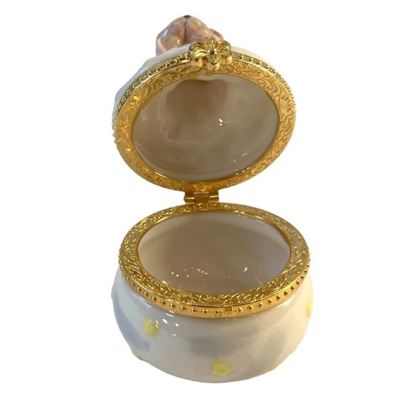 Teddy Bear Angel on Cloud Porcelain Baby/ Child's Keepsake Jewelry Box -FRANCE - Picture 8 of 14